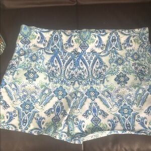 INC International Concepts Blue and Green Paisley Skort Shorts